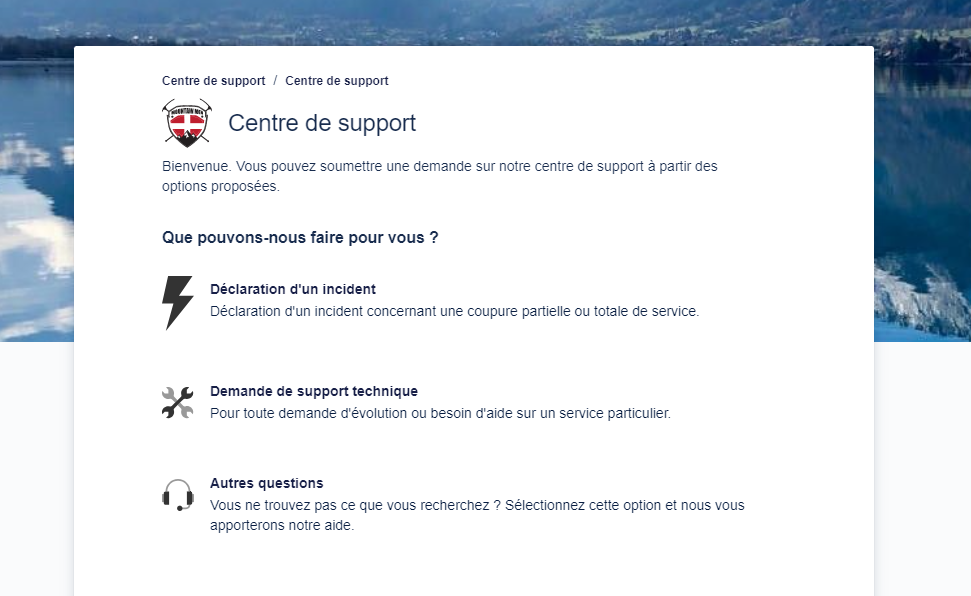 Capture écran de notre centre de support pour gérer vos tickets dans notre offre infogérance